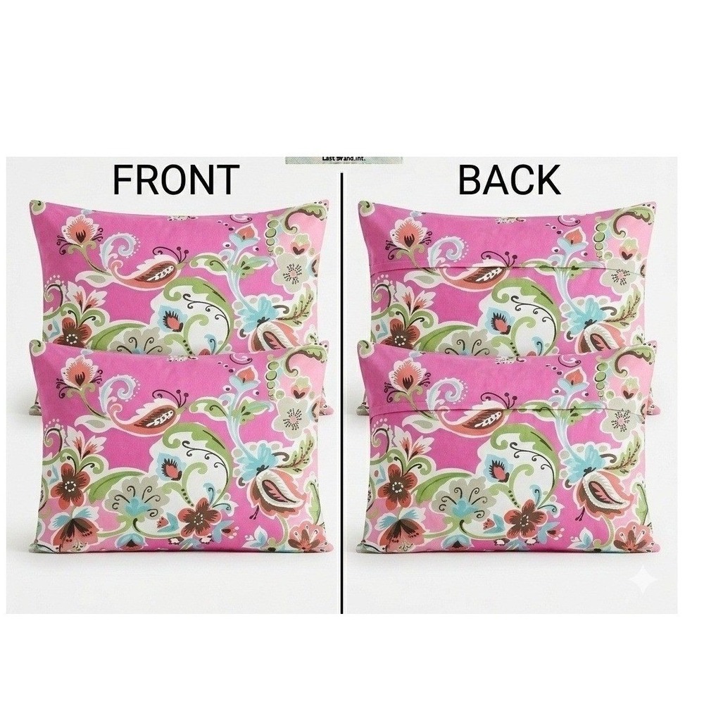 Pottery Barn Retro Paisley Standard Pillow Shams Set of 2 Pink Teal Floral